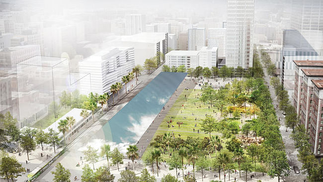 proposal to re-imagine 150-year-old Pershing Square in the heart of downtown Los Angeles (Agence TER with SALT Landscape Architect/Pershing Square Renew)