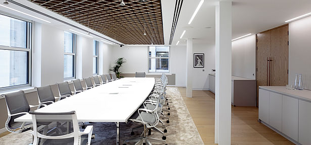 Formal meeting rooms feature interesting detailing, such as timber latticework ceilings 