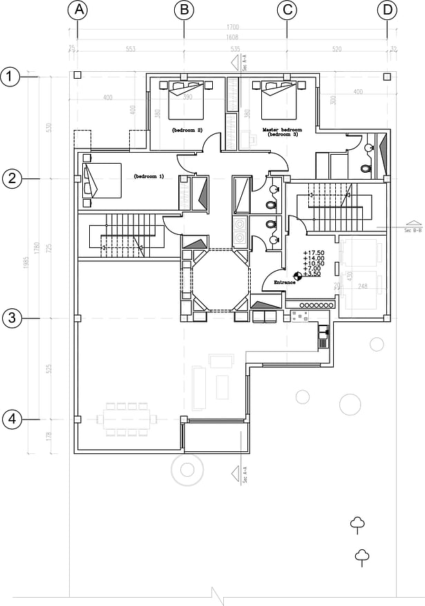 The plan of repetitous and one story apartments
