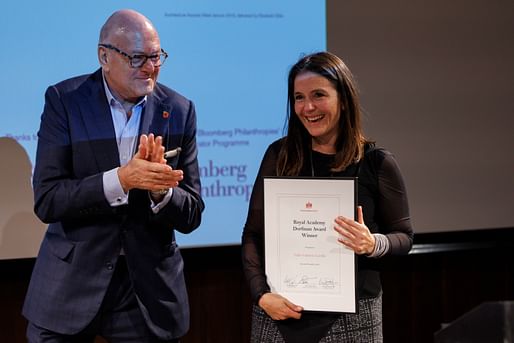 Gabriela Carrillo receiving the 2023 Dofrman Award during the event ceremony. Image © John Phillips/Getty. Image provided by the Royal Academy of Arts. 