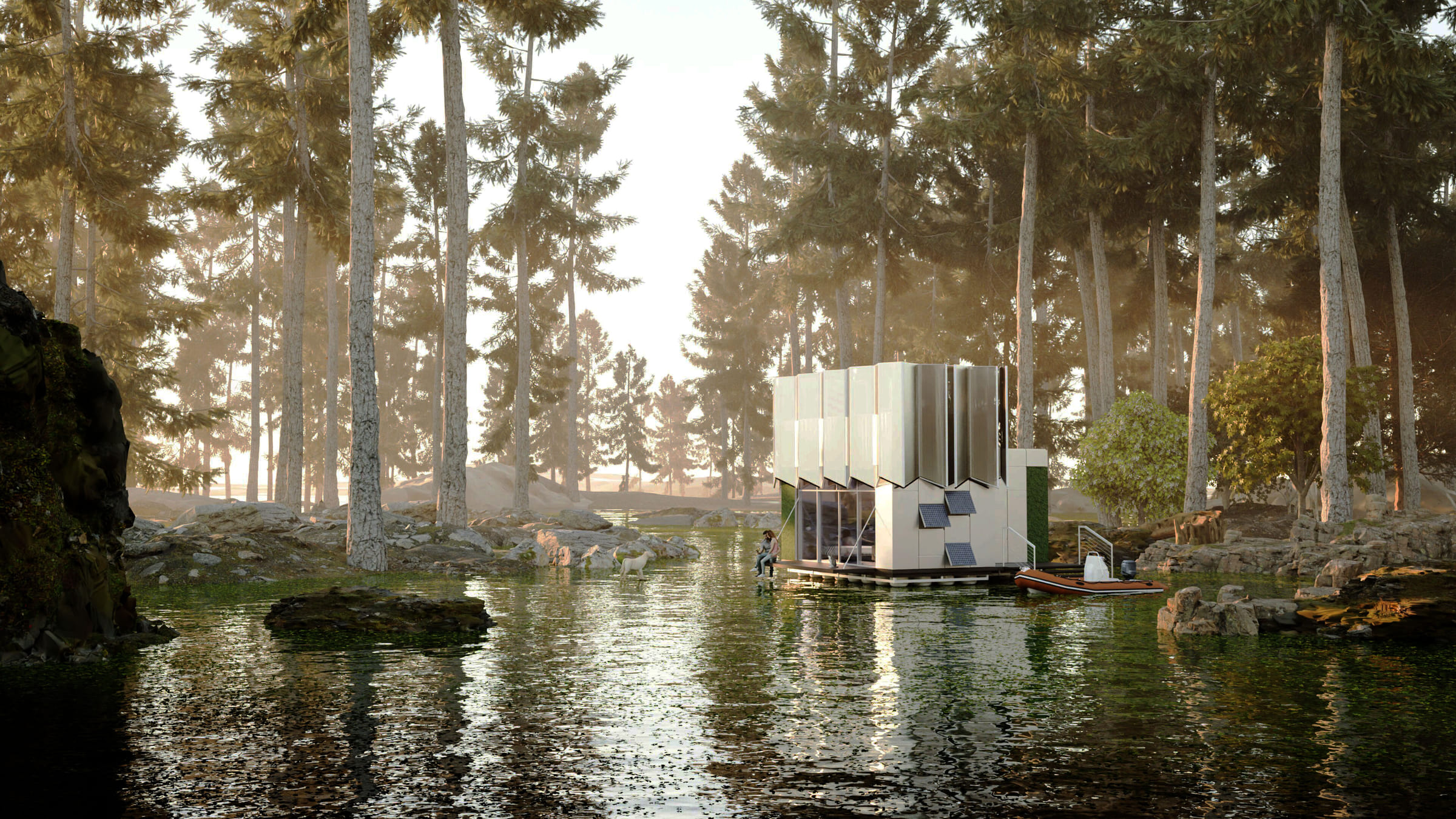 Illustration of High End Off Grid Prefab Home Interior Design Trends
