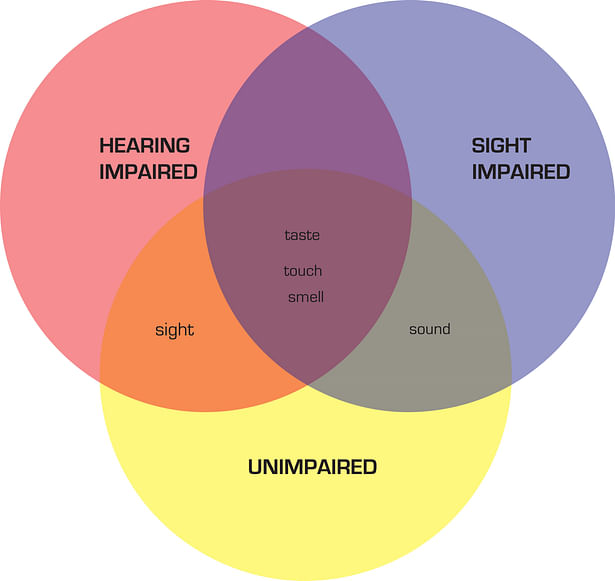 diagram connects impairments to sensory experiences