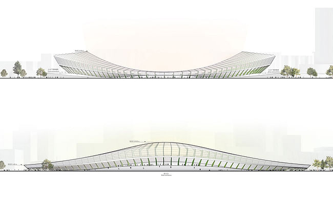 Elevation of the main stadium (Image: Henn Architekten)
