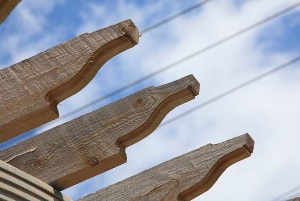 The beams were elongated to create a biomorphic profile that echoed the curved Ogee beam form. In this case, the fortuitous placement of knots in the wood suggests the profile of Vermont’s wildlife.