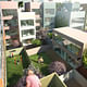 The village-like interior of the block with fruit trees and public and private gardens (Image courtesy of MVRDV)