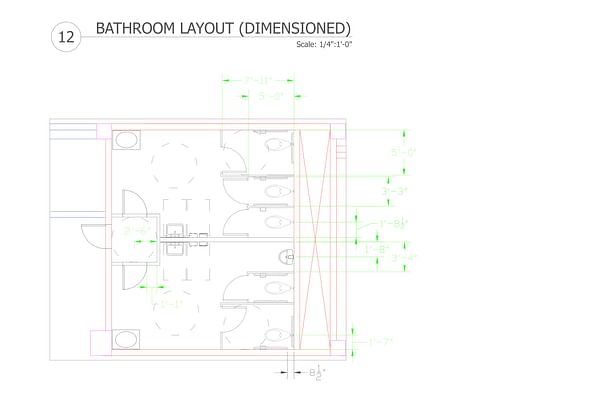 Bathroom Layout (Dimensioned)