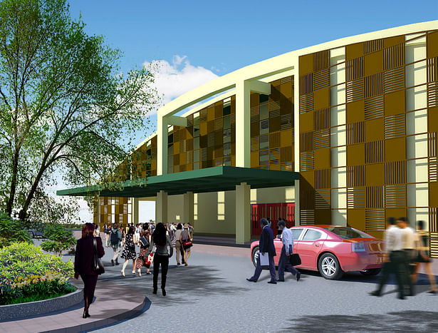 Front entrance of the gymnasium; rendered in Sketchup, with V-ray application, and edited in Photoshop