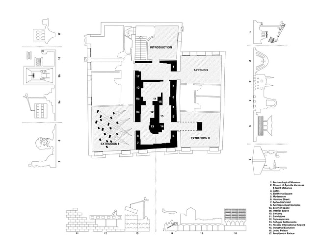 Floorplan of 'Anatomy of the Wallpaper' - the Cyprus 2014 Venice Biennale pavilion. Image courtesy of the Cyprus pavilion project team.