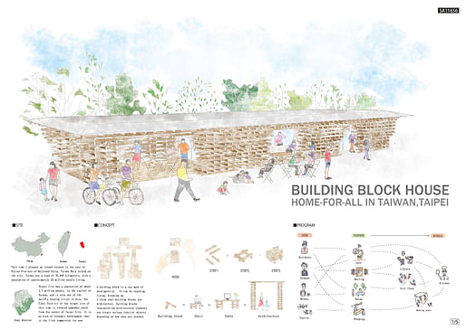 1st place - Pop-Ups & Temporary (Concept): Building block house by Yamamoto Taiki.