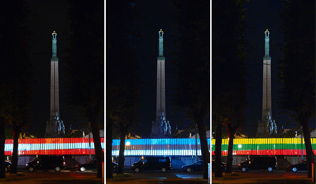 Projections of the three Baltic State flag colors