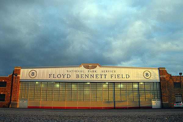 National Park Service hangar emblazoned with the name Floyd Bennett Field Chris Hawley/AP/File