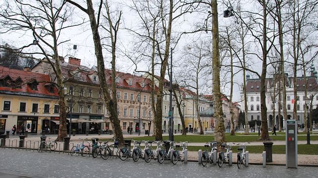 Bike stands in Ljubljana, Slovenia. Credit: Wikipedia