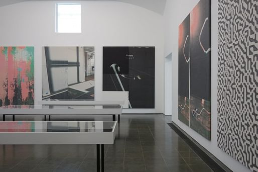 Wade Guyton, Installation view, 'Das New Yorker Atelier, Abridged' Serpentine GalleryCourtesy of the artist. Photo: James Campbell