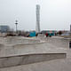Turning Torso in the background of a community skate park
