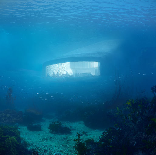 Watching fish while eating them: Snøhetta's underwater restaurant sees itself as part of the marine environment. © MIR and Snøhetta