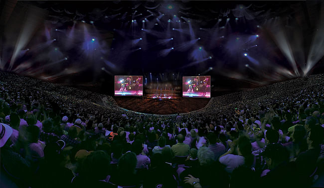 Interior view of the 50,000 seat indoor stadium (Image courtesy of Populous)