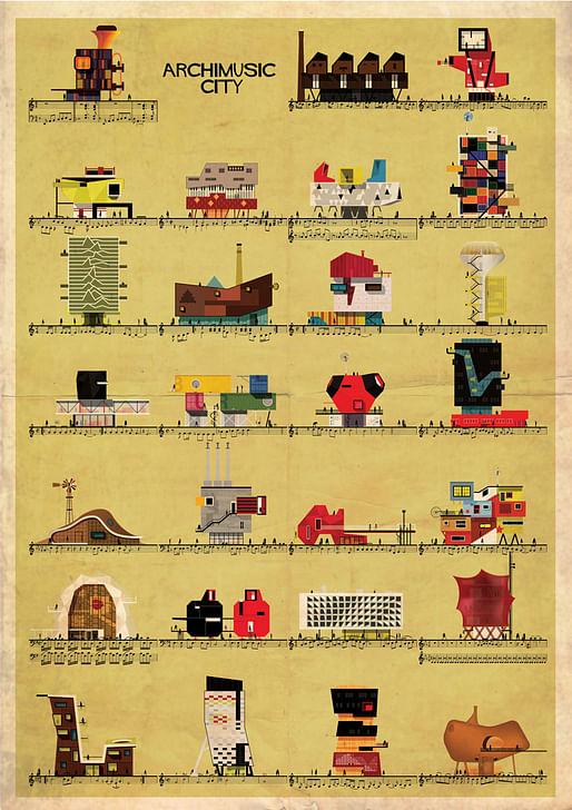 Archimusic City by Barcelona-based illustrator Federico Babina. Image via federicobabina.com