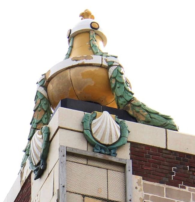 [detail at top of Paramount Theater via fictional\_:Christopher