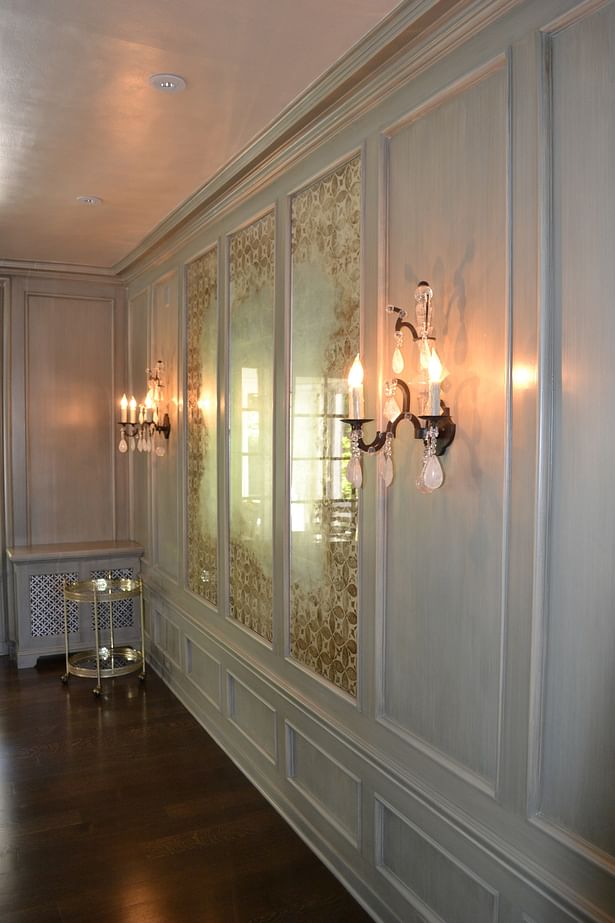 Dining Room, Custom Gold Leaf Designed Mirror