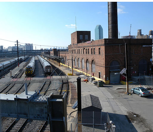 Looking southwest from Honeywell Avenue viaduct at a former power plant of Sunnyside Yards in Sunnyside, Queens, NYC. Photo: Jim.henderson/Wikipedia.