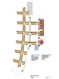 Hospital Plan showing campus parti, living units, community spaces, and public interface
