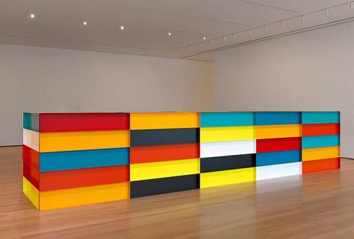 Donald Judd. Untitled. 1991. Enameled aluminum, 59″ x 24′ 7 1/4″ x 65″ (150 x 750 x 165 cm). The Museum of Modern Art, Bequest of Richard S. Zeisler and gift of Abby Aldrich Rockefeller (both by exchange) and gift of Kathy Fuld, Agnes Gund, Patricia Cisne