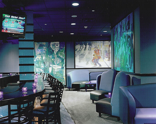 Shades of Blue Lounge featuring artwork of my late mother- Demolished in 2007