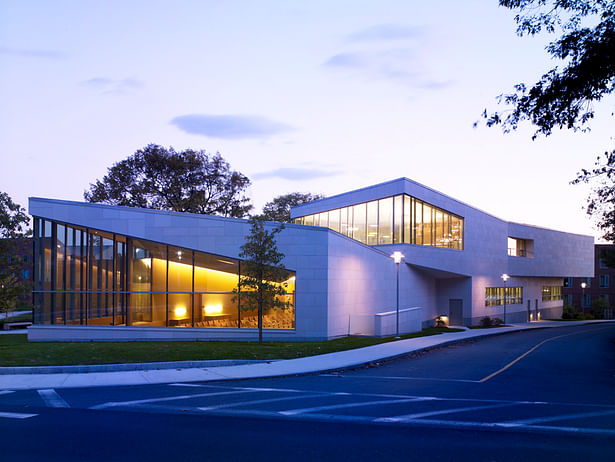 North and west elevation showing Presentation Room and Atrium, looking southeast