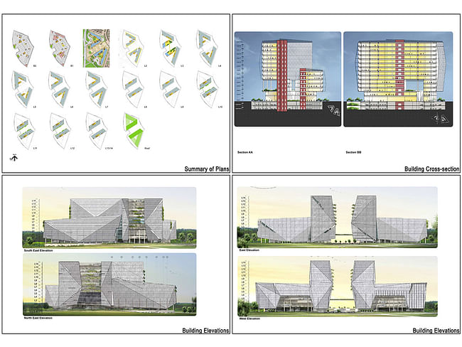 Holcim Bronze Award: Ecologically-designed retail and commercial building, Putrajaya, Malaysia: Plans, sections, elevation.