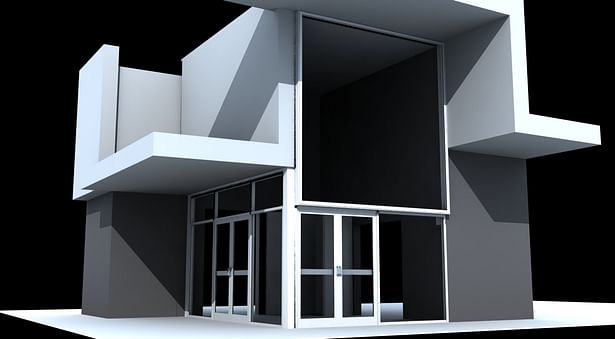 Rendering of 3-D study model of entrance