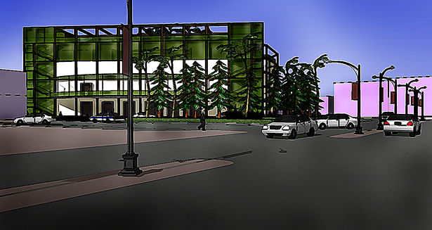Front View; rendered in Sketchup and edited in Photoshop