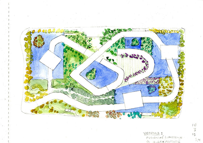 Drawing: Fusion of landscape and architecture. Image: Steven Holl Architects.