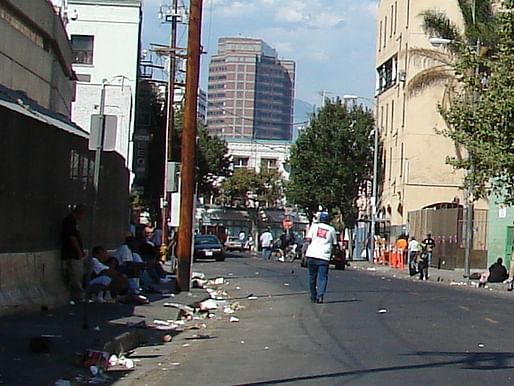 Los Angeles' skid row contains one of the largest stable homeless populations in the US. Credit: WikiCommons