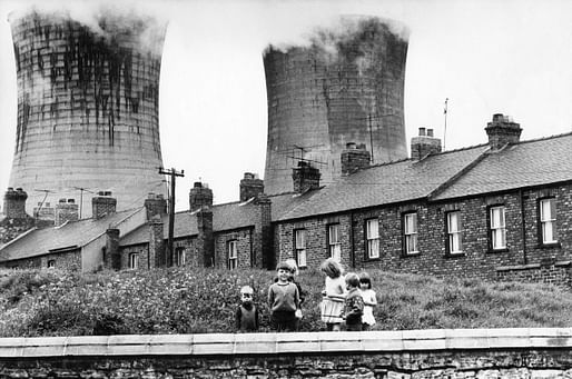 Tim Street-Porter, workers' housing and industrial cooling towers, Teesside. Image © Architectural Press Archive / RIBA Collections 