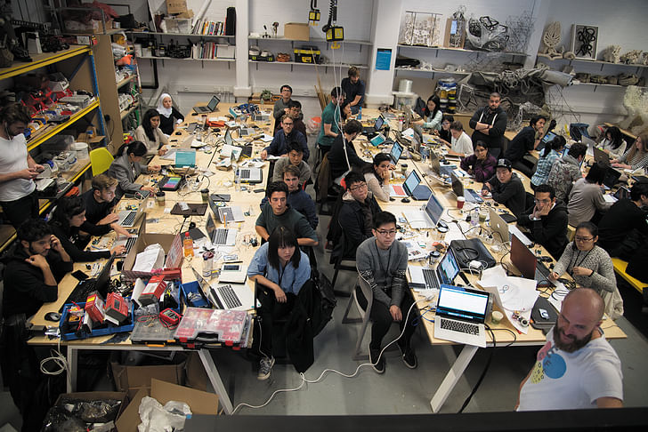 MArch Architectural Design students during a workshop session. Credit: Stonehouse Photographic.