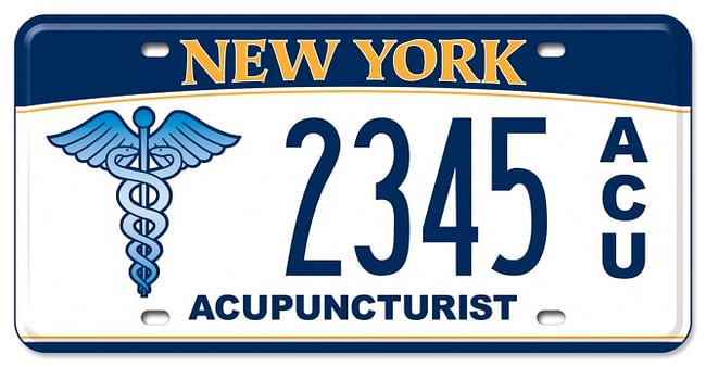 Acupuncturist custom plate. Image via dmv.ny.gov