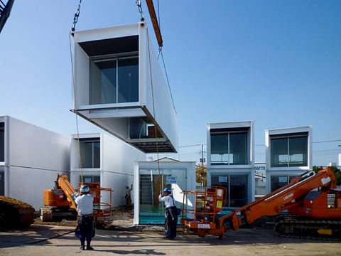 Units of the 'Ex-Container' deployed after the 2011 earthquake and tsunami. Credit: Yasutaka Yoshimura Architects