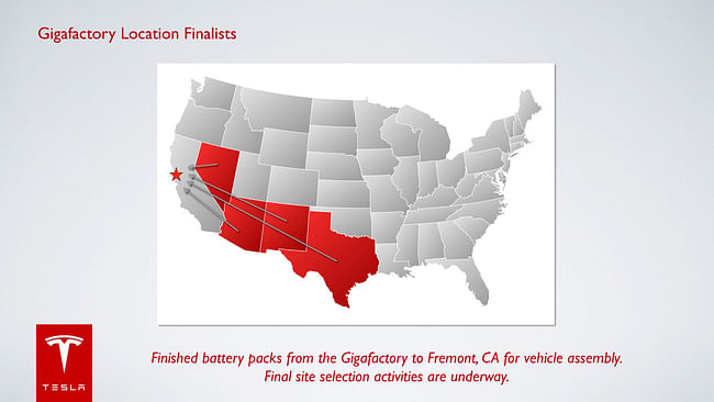 Slide from Tesla's 'Gigafactory' presentation. Image source: Tesla Blog