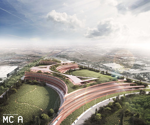 Winning proposal for the new 'Sud Salento' hospital in Lecce by Mario Cucinella Architects. Image courtesy of the firm.