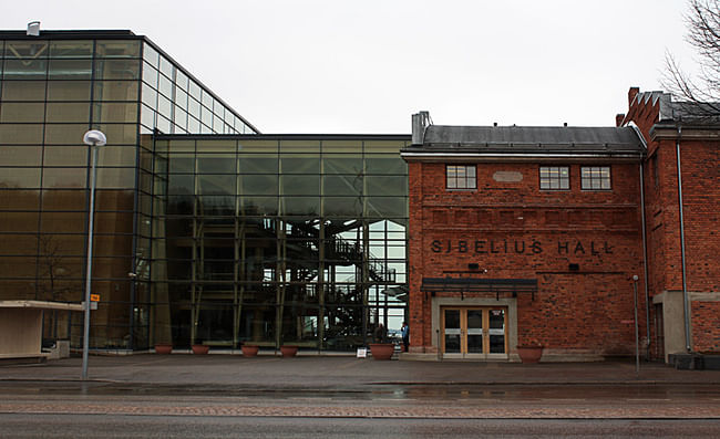 Entrance to the Sibelius Concert Hall in Lahti, Finland by Kimmo Lintula Architects completed in in 2000