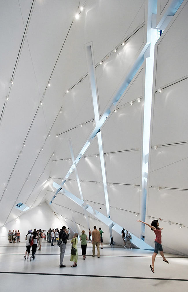 'Jumping Girl' The Crystal by Daniel Libeskind at Royal Ontario Museum (ROM), interior, Toronto, ON © Sam Javanrouh