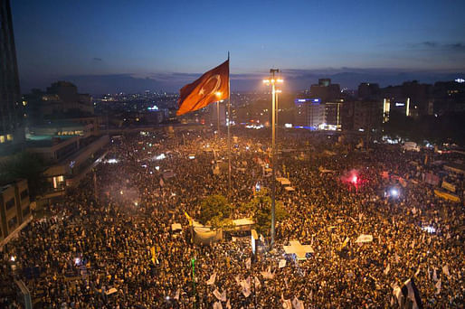 Taksim Square and Gezi Park during the 2013 protests. Photo via Wikipedia