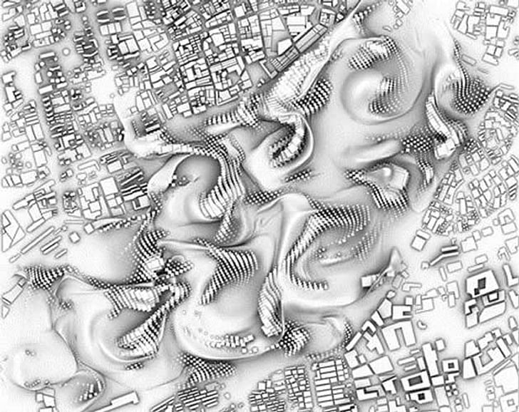 'fluid integration of 4 urban morphologies' (aka a big bummer for your commute) Credit: Ludovico Lombardi, Du Yu, Victoria Goldstein, Xingzhu Hu under the tutelage Patrik Schumacher