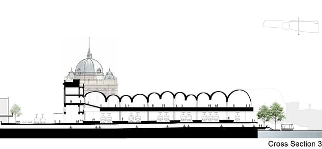 HASSELL + Herzog & de Meuron's winning entry: Cross Section