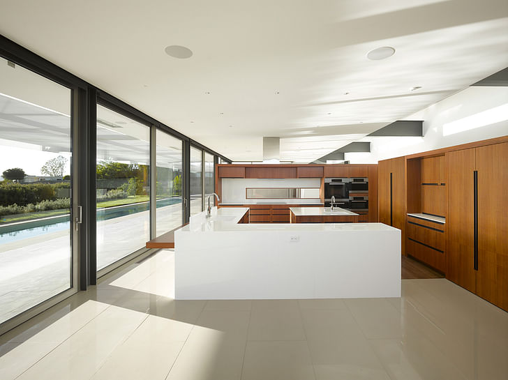 The kitchen looks out onto an amazing view on the LA basin. Image courtesy of SPF:architects