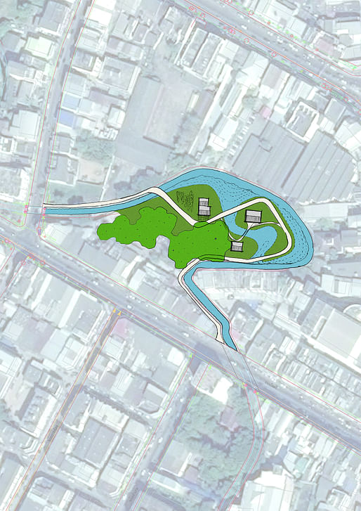 Canal Master Plan Sketch Zone 1 - flood condition. Image courtesy of estudioOCA.