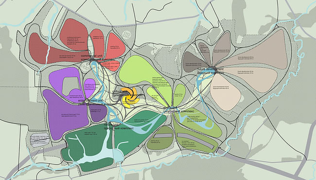 Functional masterplan in HOSPER's Park Russia proposal. Image courtesy of HOSPER