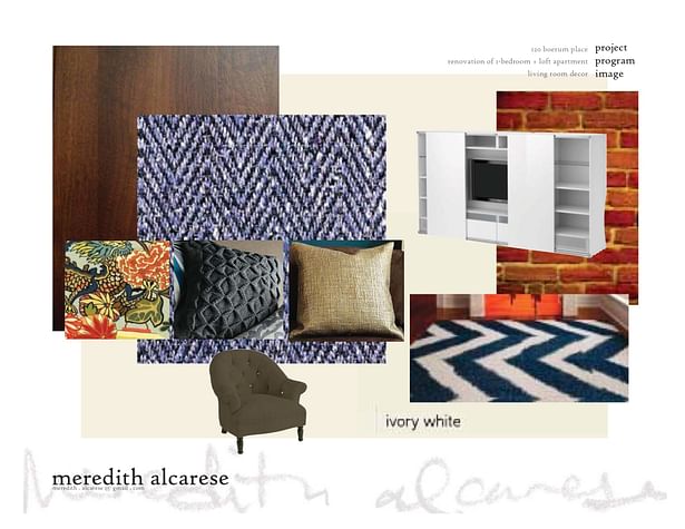 Mood board for living area