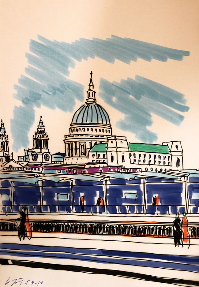 Eva Jiricna for 10x10 Drawing the City London 2014. Image courtesy of Article 25