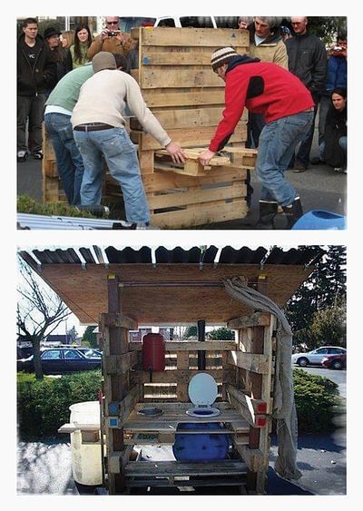 UW students created a compostable toilet from found and donated materials. Credit: U of Washington